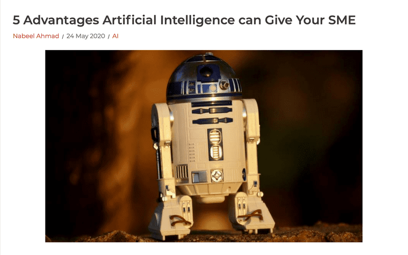 R2D2, robot from Star Wars, illustrating an article about AI for SMEs