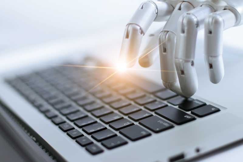 A robot typing
